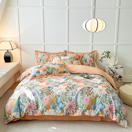 91家纺网 家纺一手货源 找家纺 （总）棉生活 2024新款铂金棉高支数码印花四件套