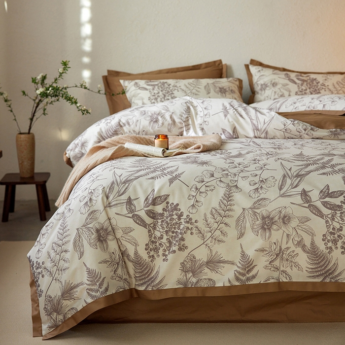 91家纺网 家纺一手货源 找家纺 千朵森 2024新款A类全棉拼角印花四件套（风格二） 罗薇