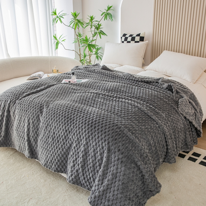 91家纺网 家纺一手货源 找家纺 卡琪曼 2025新款高克重金龟绒牛奶绒毛毯毯子 深灰