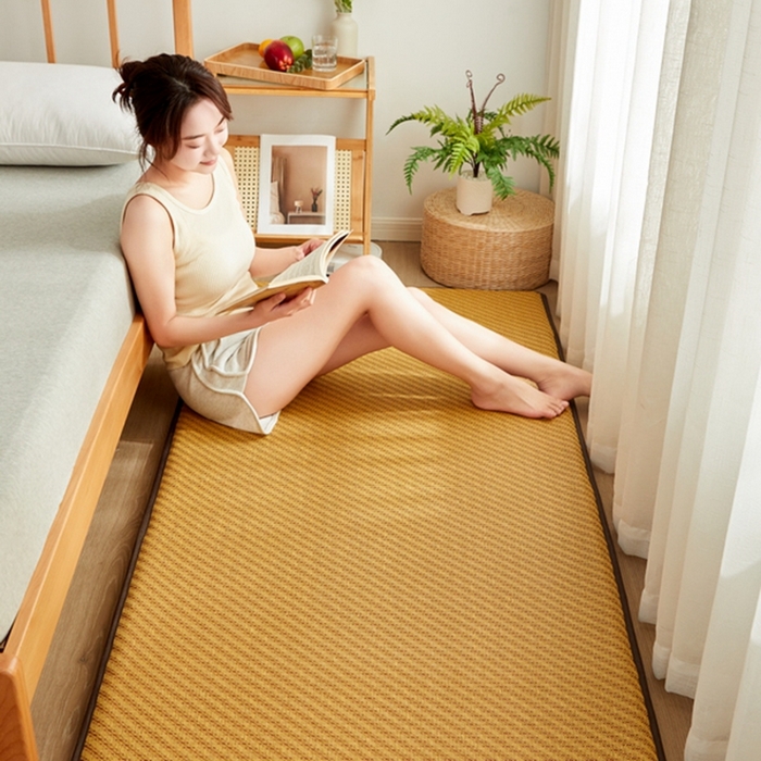 91家纺网 家纺一手货源 找家纺 祁恋婷家居 2024新款日式榻榻米冰藤午睡垫-大床 编织藤-棕色