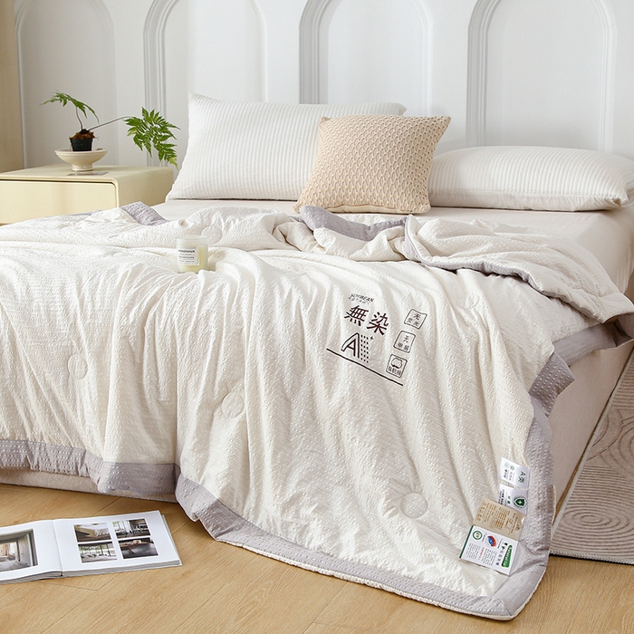91家纺网 家纺一手货源 找家纺 爱宝被业 2024新款水洗针织棉无染被 白色