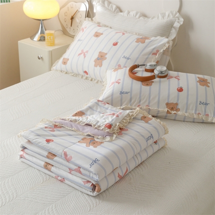 有货 2024新款春夏新款法式针织棉印花夏被春秋被 Baby熊