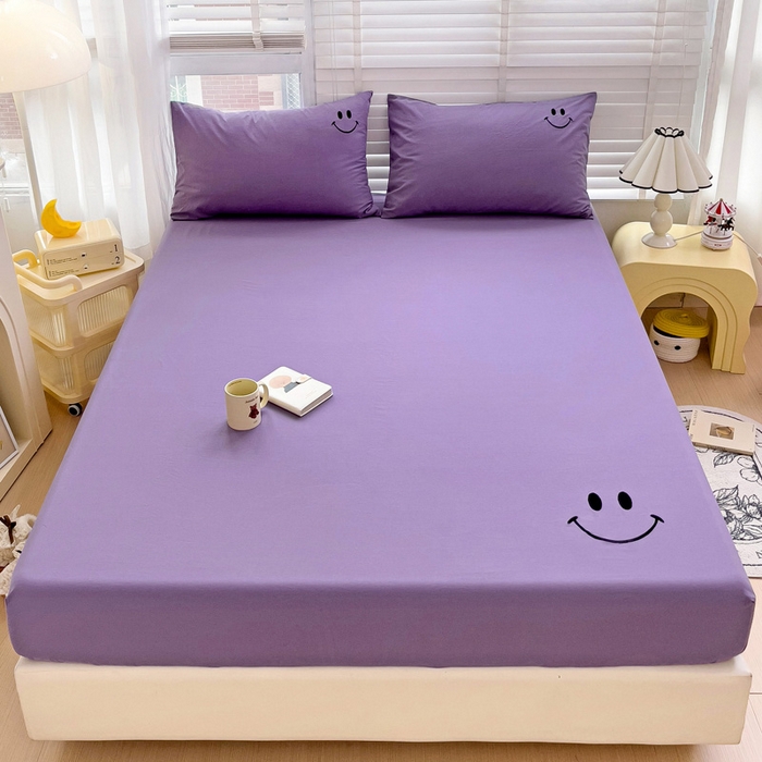 91家纺网 家纺一手货源 找家纺 梦家居 2024新款全棉水洗棉刺绣单床笠 2 葡萄紫