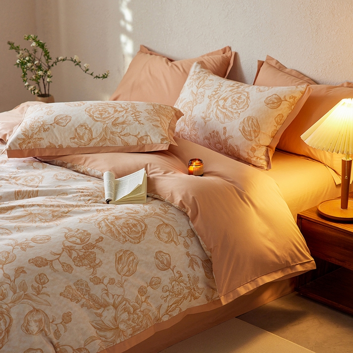 91家纺网 家纺一手货源 找家纺 （总）千朵森 2024新款A类全棉拼角印花四件套（风格二）