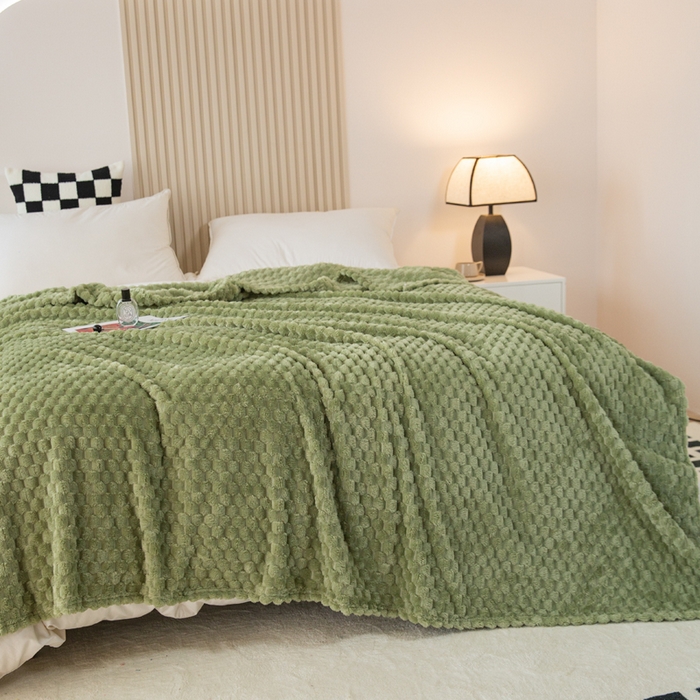 91家纺网 家纺一手货源 找家纺 卡琪曼 2025新款高克重金龟绒牛奶绒毛毯毯子 绿色