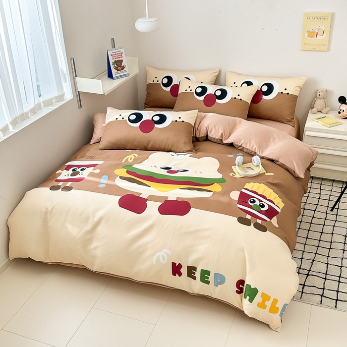 91家纺网 家纺一手货源 找家纺 摩卡家纺 2024新品春夏新品冰丝套件汉堡