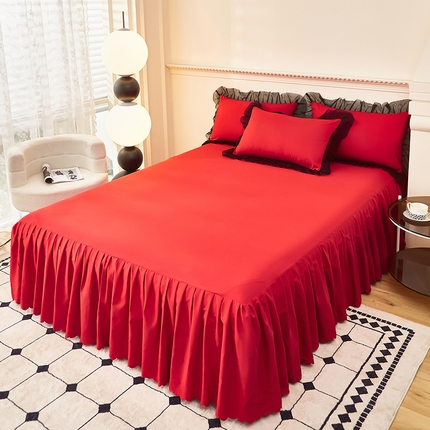 91家纺网 家纺一手货源 找家纺 （总）莉莉安家纺 2025新款亲肤磨毛木耳花边床裙款单床裙-爱丽丝