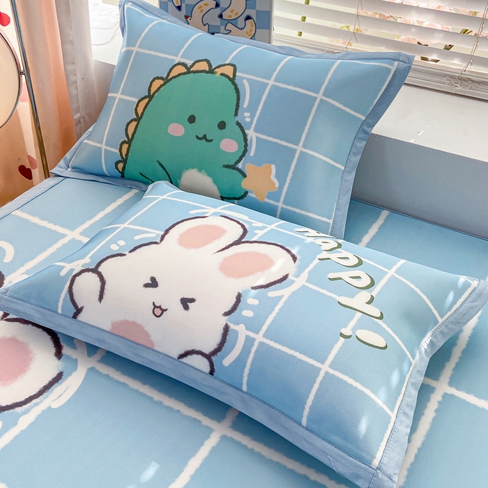 91家纺网 家纺一手货源 找家纺 博雅 2024新款1200D大版牛奶冰丝席 恐龙兔