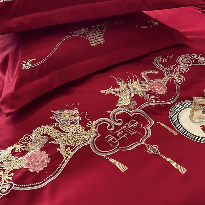 91家纺网 家纺一手货源 找家纺 （总）宅家居 2024新款磨毛亲肤棉婚庆刺绣花四件套