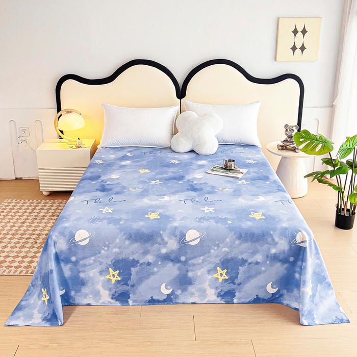 91家纺网 家纺一手货源 找家纺 情煊家纺 2024新款全棉斜纹直角床单系列-印花款 星空