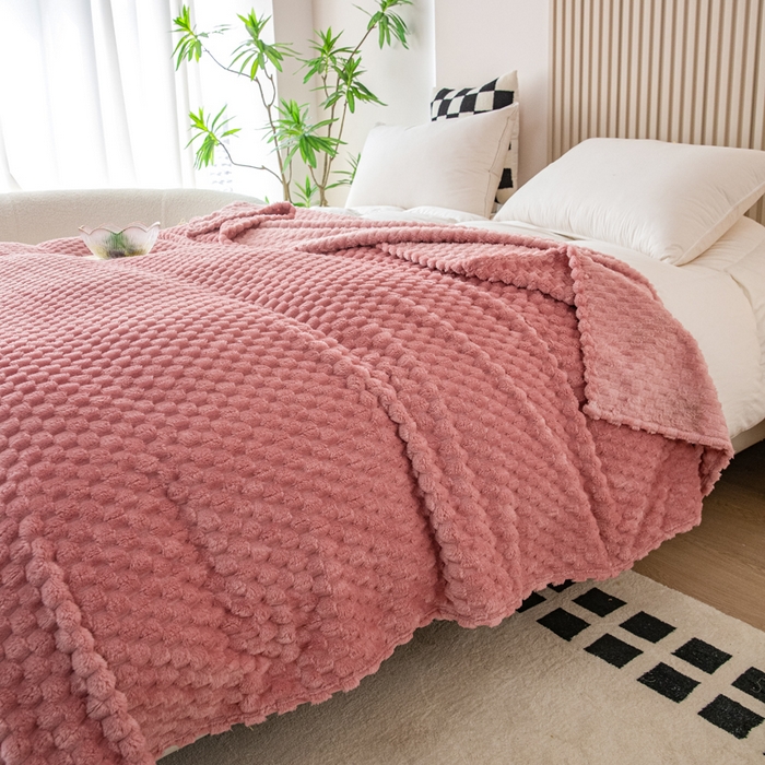 91家纺网 家纺一手货源 找家纺 卡琪曼 2025新款高克重金龟绒牛奶绒毛毯毯子 西瓜红