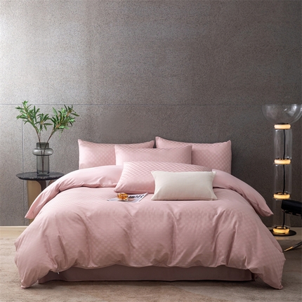 91家纺网 家纺一手货源 找家纺 佳汐蓝 2024新款60支全棉提花四件套-琪格系列 琪格系列-粉色