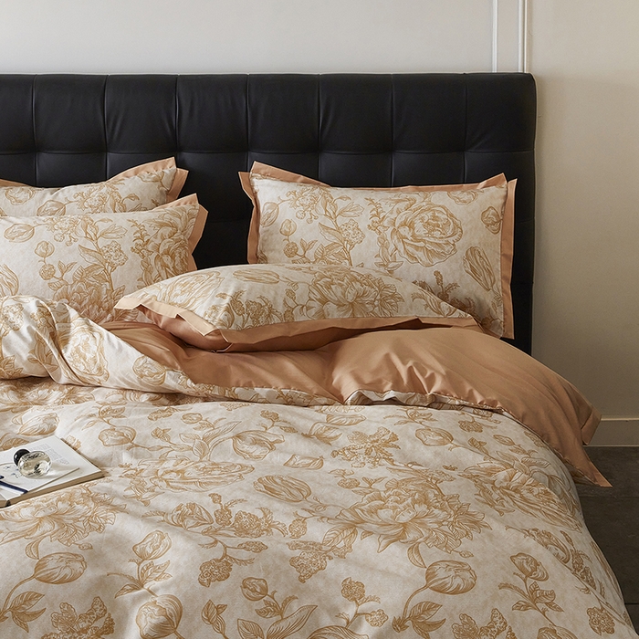 91家纺网 家纺一手货源 找家纺 （总）千朵森 2024新款A类全棉拼角印花四件套（风格一）