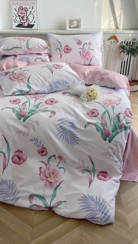 91家纺网 家纺一手货源 找家纺 金泰莱 2025新款全棉四件套纯棉四件套斜纹印花四件套 姹紫嫣红