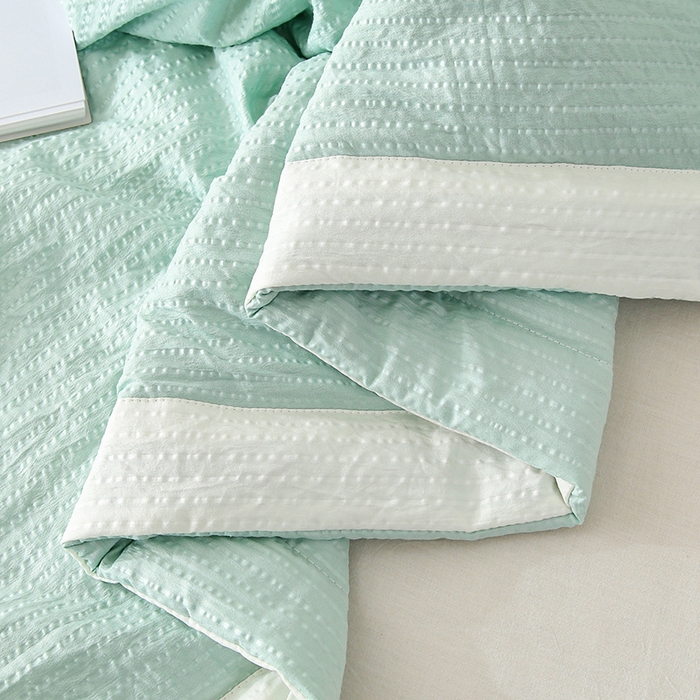 91家纺网 家纺一手货源 找家纺 爱宝被业 2024新款水洗针织棉无染被 绿色