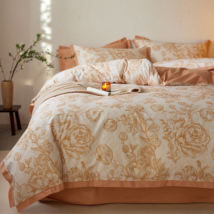 91家纺网 家纺一手货源 找家纺 （总）千朵森 2024新款A类全棉拼角印花四件套（风格二）