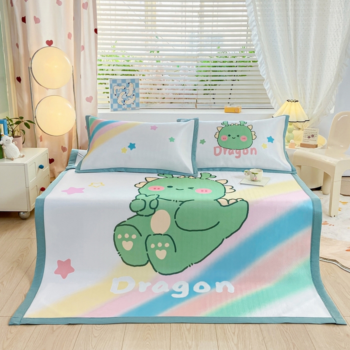 91家纺网 家纺一手货源 找家纺 博雅 2024新款1200D大版牛奶冰丝席 彩虹龙