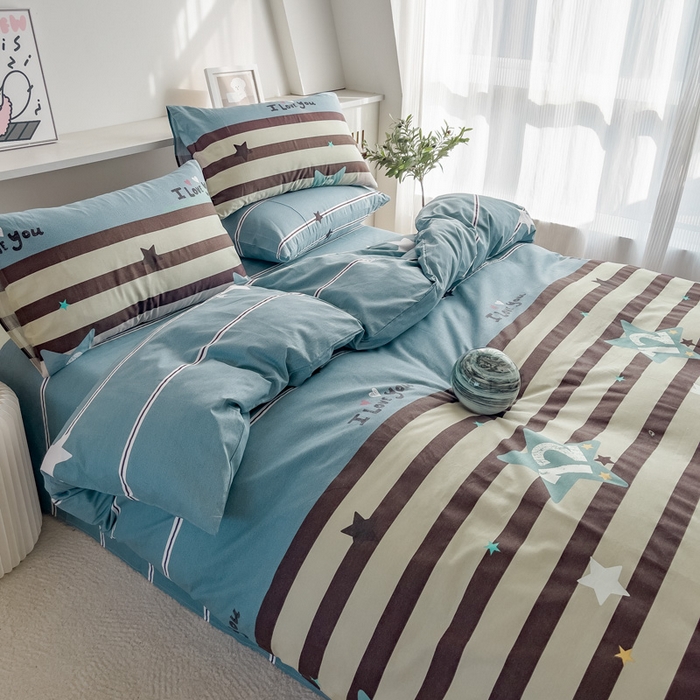 91家纺网 家纺一手货源 找家纺 金泰莱 2025新款全棉四件套纯棉四件套斜纹印花四件套 星愿