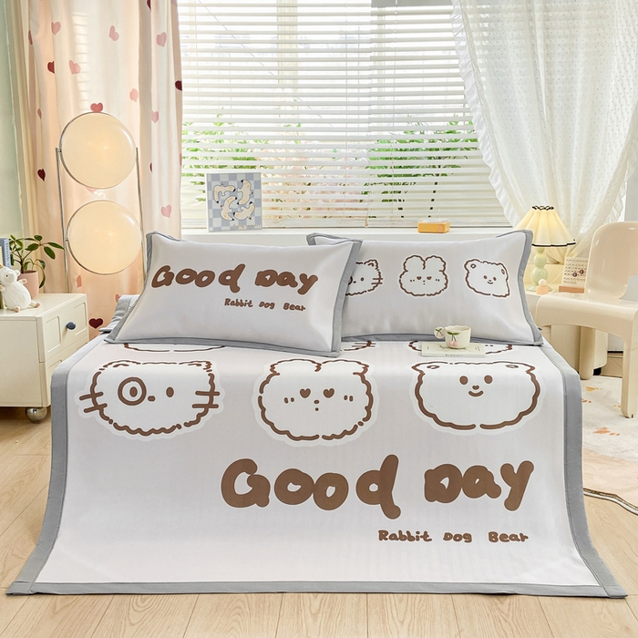 91家纺网 家纺一手货源 找家纺 博雅 2024新款1200D大版牛奶冰丝席 消消乐