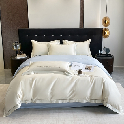 91家纺网 家纺一手货源 找家纺 （总）拼社家纺 2024 全棉长绒棉纯棉四件套刺绣轻奢床上用品-安娜系列