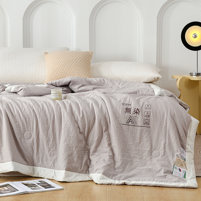 91家纺网 家纺一手货源 找家纺 爱宝被业 2024新款水洗针织棉无染被 浅灰