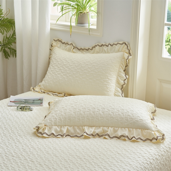 91家纺网 家纺一手货源 找家纺 恒爱家纺 2024新款玉玲珑单床盖 象牙白