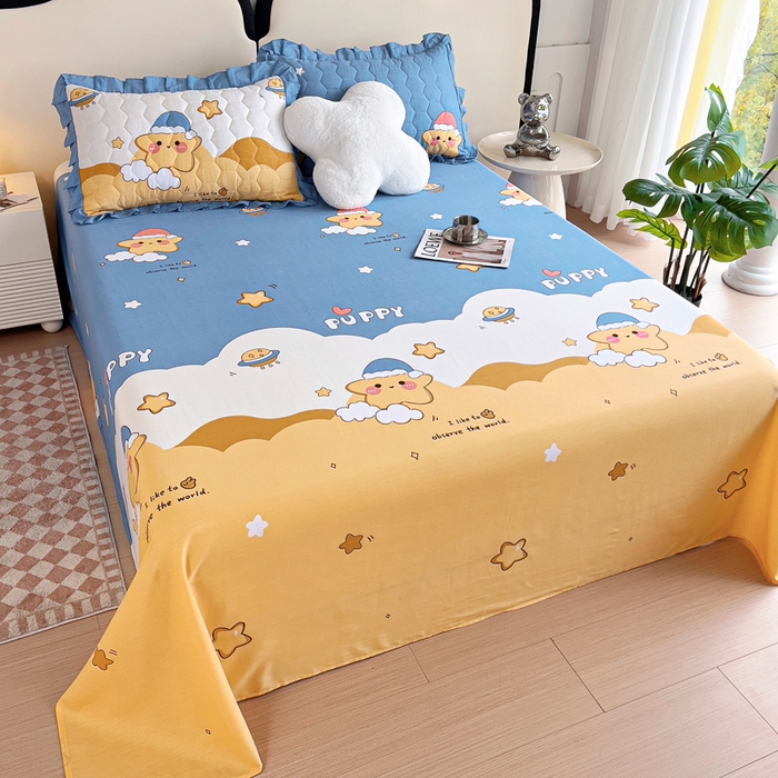 91家纺网 家纺一手货源 找家纺 情煊家纺 2024新款全棉斜纹直角床单系列-印花款 甜星