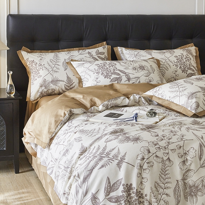 91家纺网 家纺一手货源 找家纺 千朵森 2024新款A类全棉拼角印花四件套（风格一） 罗微