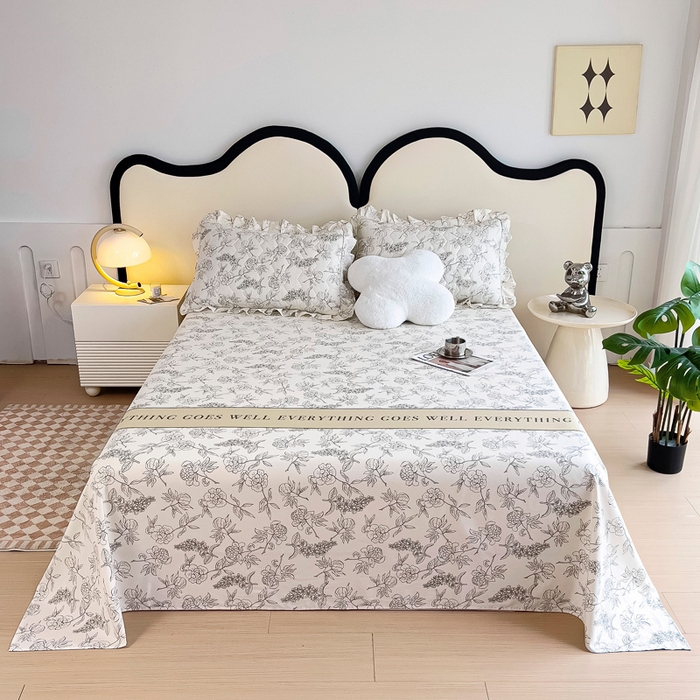 91家纺网 家纺一手货源 找家纺 情煊家纺 2024新款全棉斜纹直角床单系列-印花款 邂逅花语