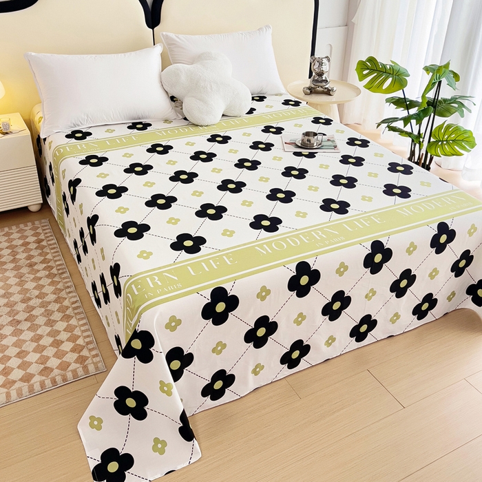 91家纺网 家纺一手货源 找家纺 情煊家纺 2024新款全棉斜纹直角床单系列-印花款 沁雅