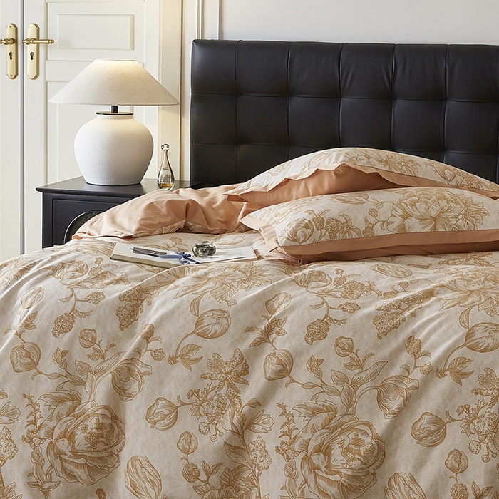 91家纺网 家纺一手货源 找家纺 （总）千朵森 2024新款A类全棉拼角印花四件套（风格一）