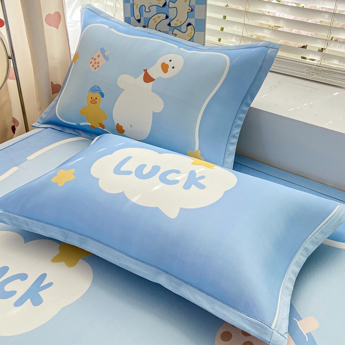 91家纺网 家纺一手货源 找家纺 博雅 2024新款1200D大版牛奶冰丝席 幸运鸭