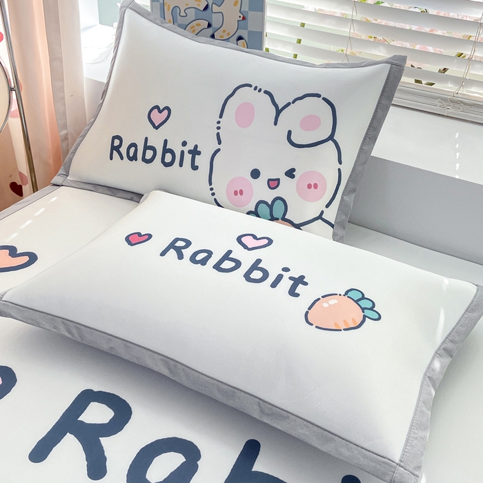 91家纺网 家纺一手货源 找家纺 博雅 2024新款1200D大版牛奶冰丝席 萝卜兔