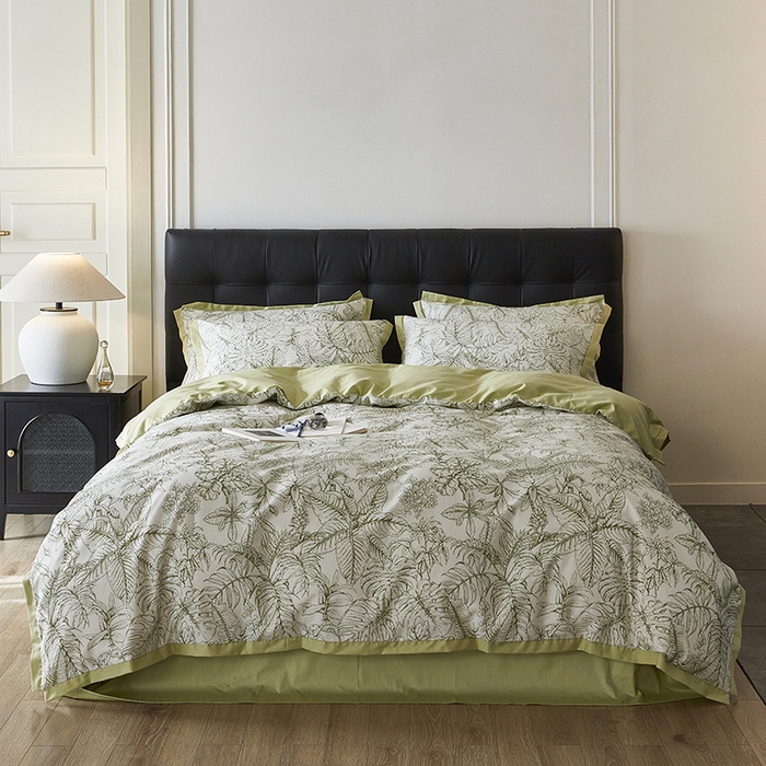 91家纺网 家纺一手货源 找家纺 千朵森 2024新款A类全棉拼角印花四件套（风格一） 木果