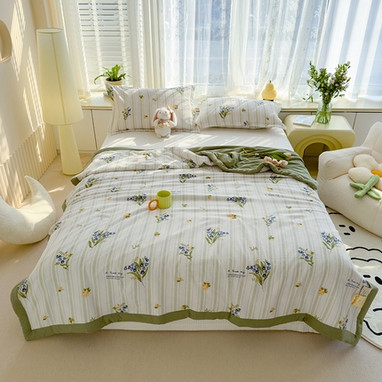 91家纺网 家纺一手货源 找家纺 蓝冰家纺 2024新款亲肤舒适泡泡棉印花夏被 梦里香