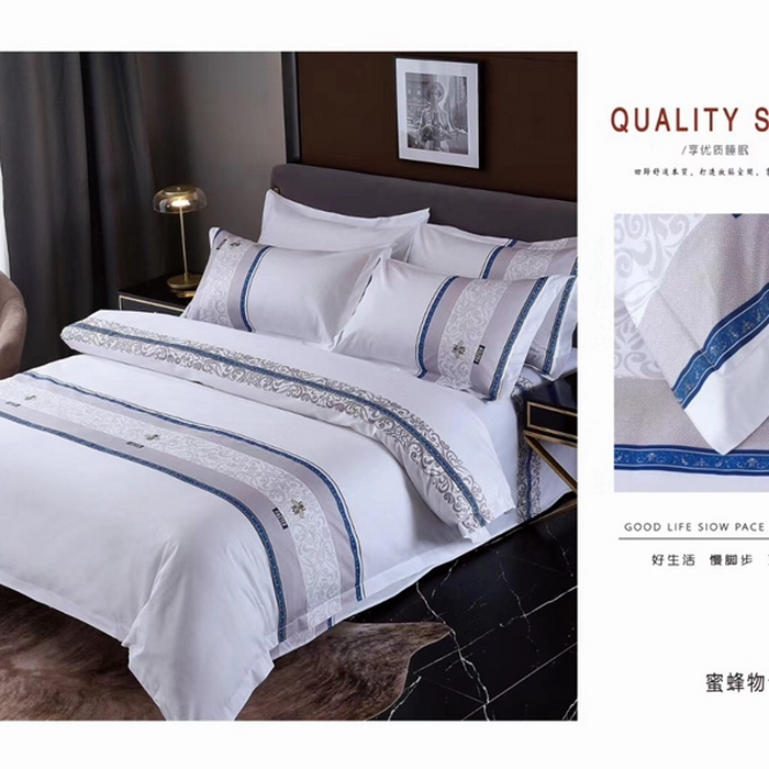 91家纺网 家纺一手货源 找家纺 宜眠家纺 40支60支全棉贡缎印花四件套纯棉四件套酒店四件套 蜜蜂物语