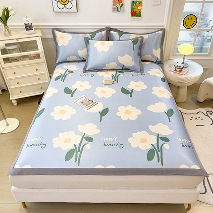 初品工厂店 2024新款成人印花卡通冰丝席 幸运花