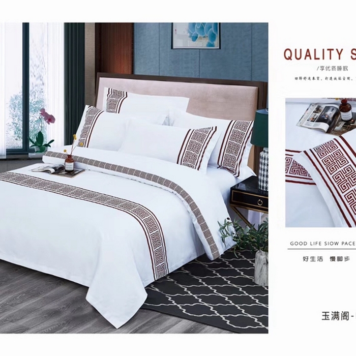 91家纺网 家纺一手货源 找家纺 宜眠家纺 40支60支全棉贡缎印花四件套纯棉四件套酒店四件套 玉满阁 咖