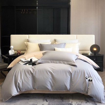 91家纺网 家纺一手货源 找家纺 （总）佳汐蓝 2024新款全棉绣花四件套-熊猫系列