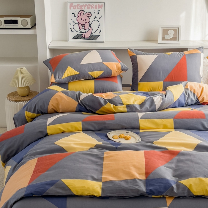 91家纺网 家纺一手货源 找家纺 金泰莱 2025新款全棉四件套纯棉四件套斜纹印花四件套 多面体