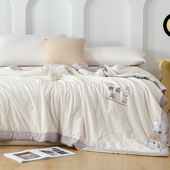 91家纺网 家纺一手货源 找家纺 爱宝被业 2024新款水洗针织棉无染被 白色