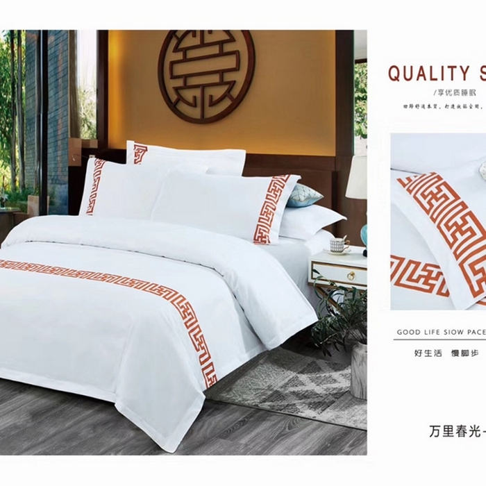 91家纺网 家纺一手货源 找家纺 宜眠家纺 40支60支全棉贡缎印花四件套纯棉四件套酒店四件套 万里春光 橙