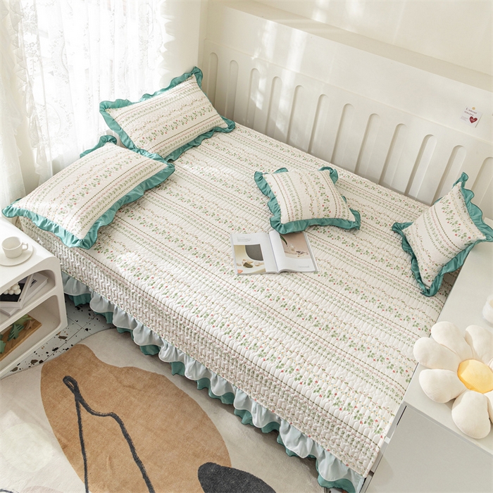 91家纺网 家纺一手货源 找家纺 美优兰 2025新款全棉防滑榻榻米炕垫纯棉床盖三件套