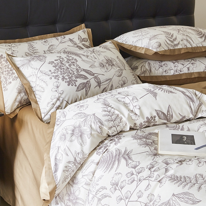 91家纺网 家纺一手货源 找家纺 千朵森 2024新款A类全棉拼角印花四件套（风格一） 罗微