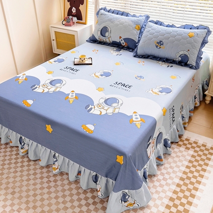 91家纺网 家纺一手货源 找家纺 （总）情煊家纺 2024新款全棉床单单品纯色床单斜纹花边床单系列-印花款