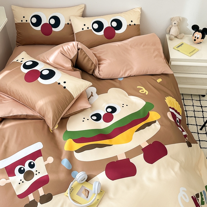 91家纺网 家纺一手货源 找家纺 摩卡家纺 2024新品春夏新品冰丝套件汉堡