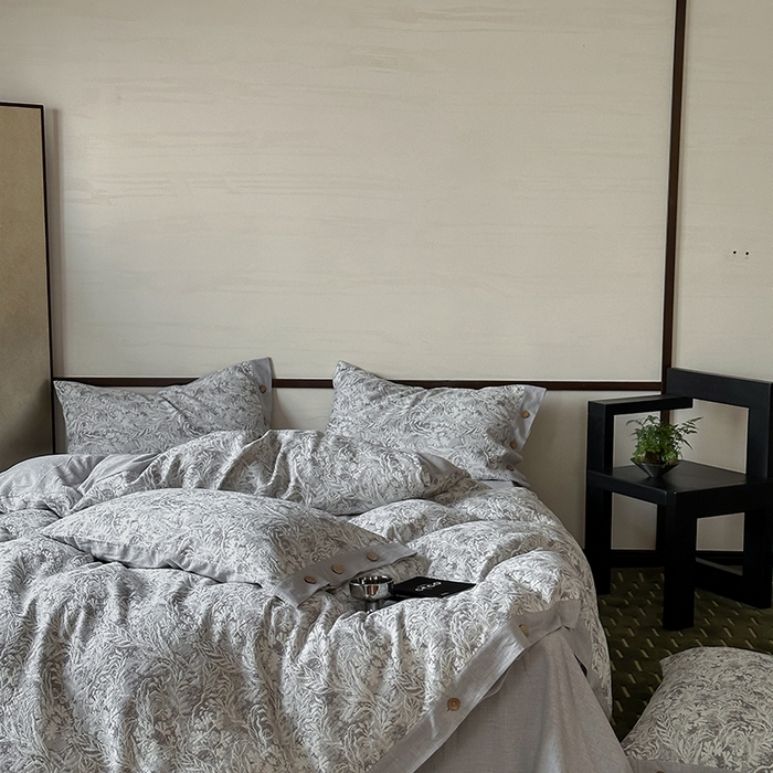 91家纺网 家纺一手货源 找家纺 璞素家居 2024新款全棉色织水洗大提花三层纱四件套 森林之语