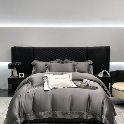 若未家居 LOVEWE HOUSE 2025新款进口天丝意式镂空工艺高端套件--威尔士 威尔士 玄灰