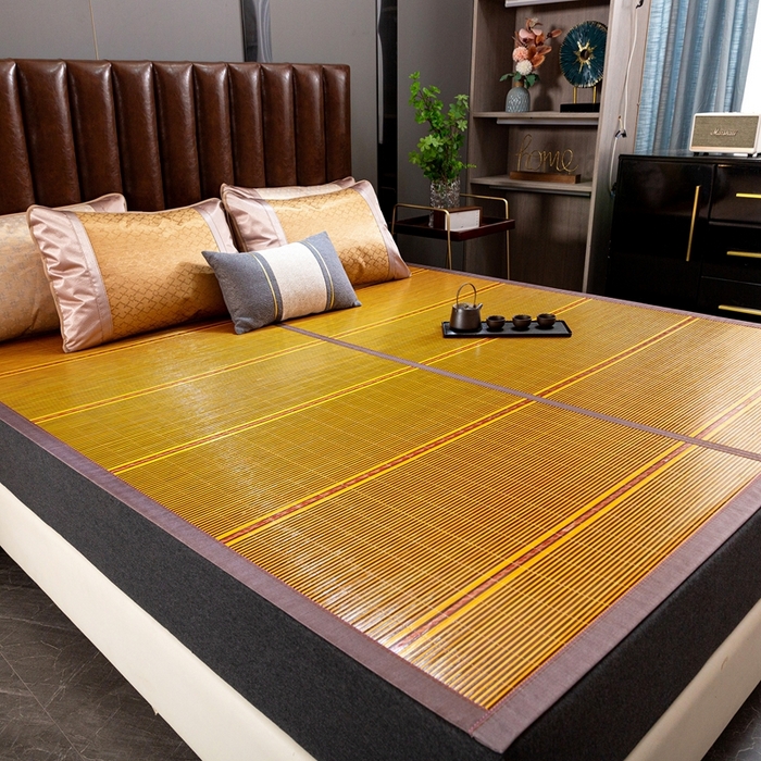 91家纺网 家纺一手货源 找家纺 丹兰 2025新品竹席冰藤凉席折叠双面藤席子夏季草席单人冰丝席 木纹金砖