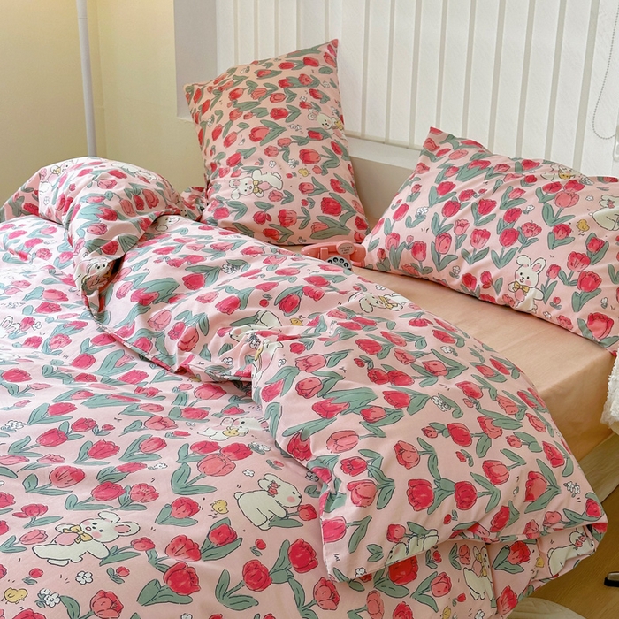 91家纺网 家纺一手货源 找家纺 梵克保罗 2024新款13372全棉小清新四件套 月野